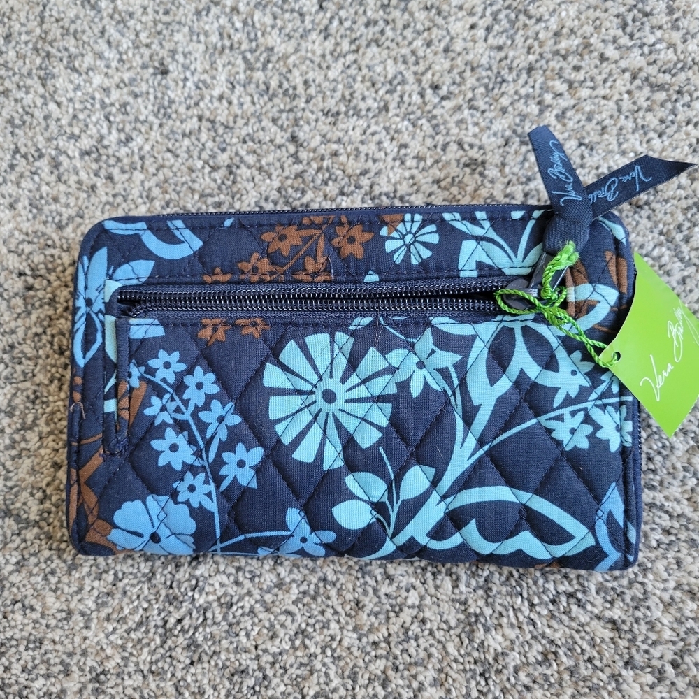 Vera Bradley Women's Turnlock Zipper Quilted  Wallet Blue Java Floral Nwt - Picture 2 of 6